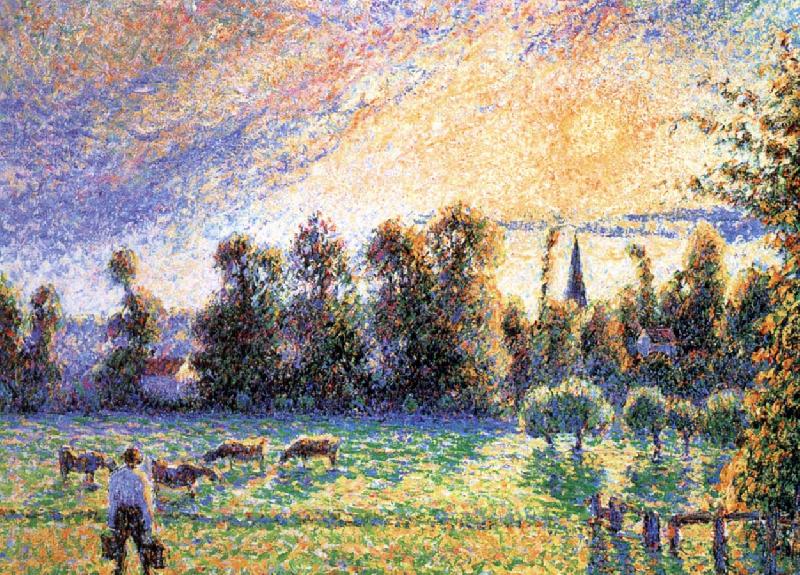 Camille Pissarro Sunset oil painting image